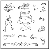 Fiskars Clear Stamps - 4" x 4" Mini Stamps - Toss the Bouquet