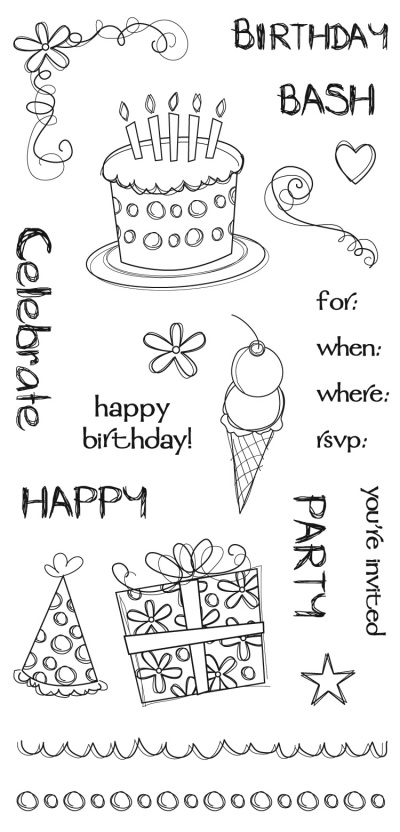 Fiskars Clear Stamps - 4x8 - Birthday Party