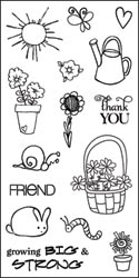 Fiskars Simple Stick Cling Rubber Stamps 4"X8" Sheet - Flower Garden