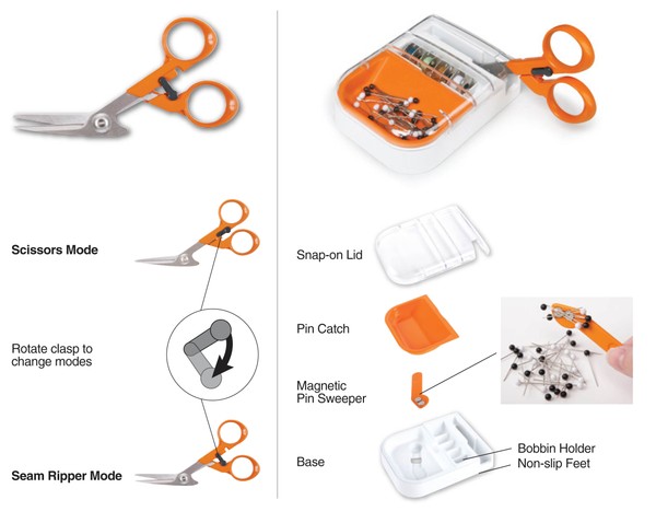 Fiskars Scissors and Seam Ripper in one Sew+More Scissors And Base Station