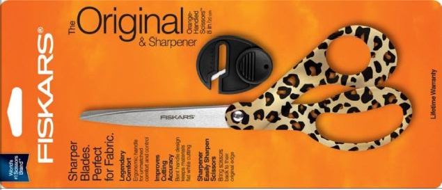Fiskars Fashion 8" Bent Scissors with Sew Sharp Cheetah