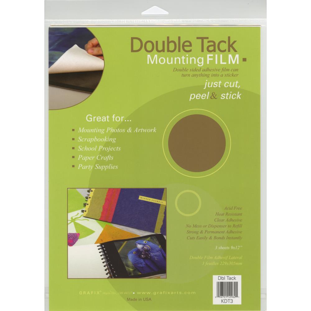 Grafix Double Tack Mounting Film 9"X12" 3/Pkg