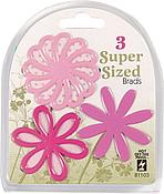 HOTP Super Size Brads - Pink Flower