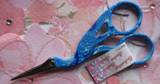 Hemline Stork Scissors - Blue Floral