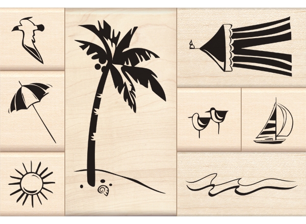 Inkadinkado Wood Stamp Set - Day At the Beach