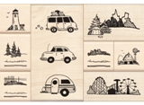 Inkadinkado Wood Stamp Set - On the Road