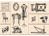 Inkadinkado Wood Stamp Set - Sewing Room