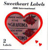JHB Sweetheart Labels 2 pc Made with Love by Grandma
