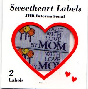 JHB Sweetheart Labels 2 pc Made with Love By Mom