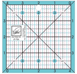 June Tailor Teal & Black 4 1/2" Square Ruler