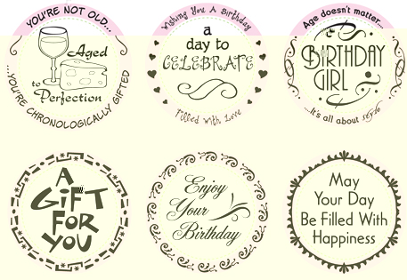 Just-Rite Stampers - Do it Yourself - Birthday Wishes Borders & Centers Set 2 3/8" Round