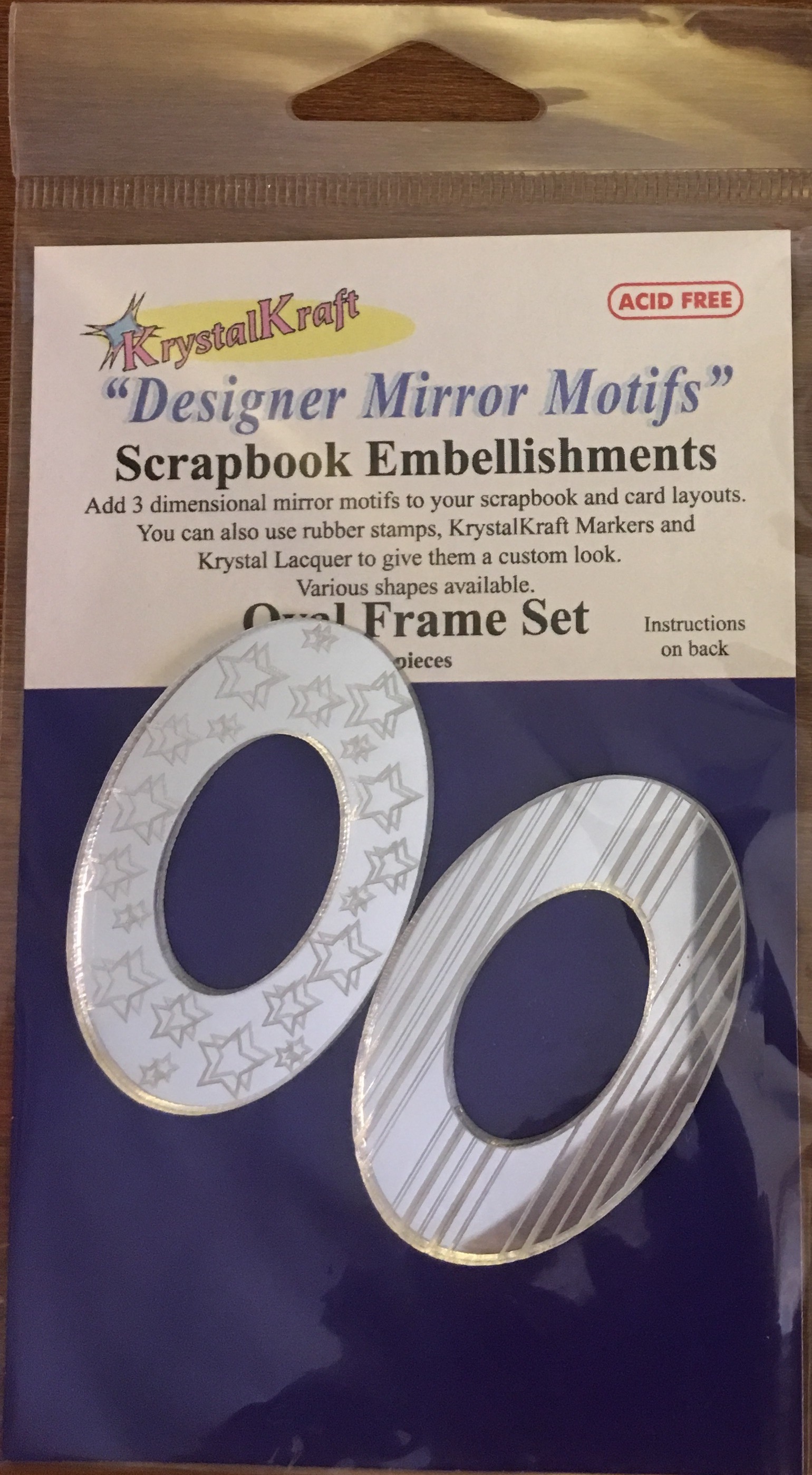 Krystal Kraft "Designer Mirror Motifs" Scrapbook Frame Embellishments - Oval