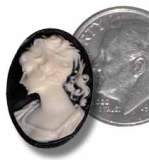 Cameo, Black with White Face, 1/2" X 3/4" /ea