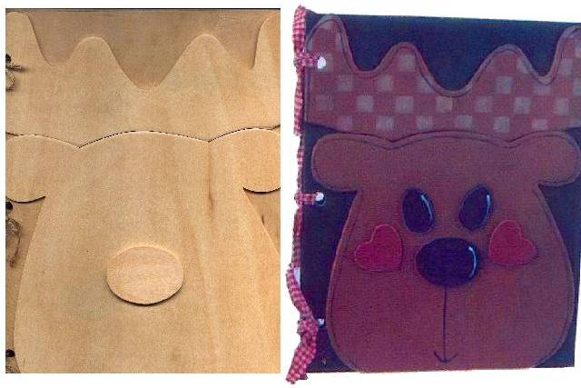 Crafty Productions Unfinished Wood Memory Book - Reindeer Face