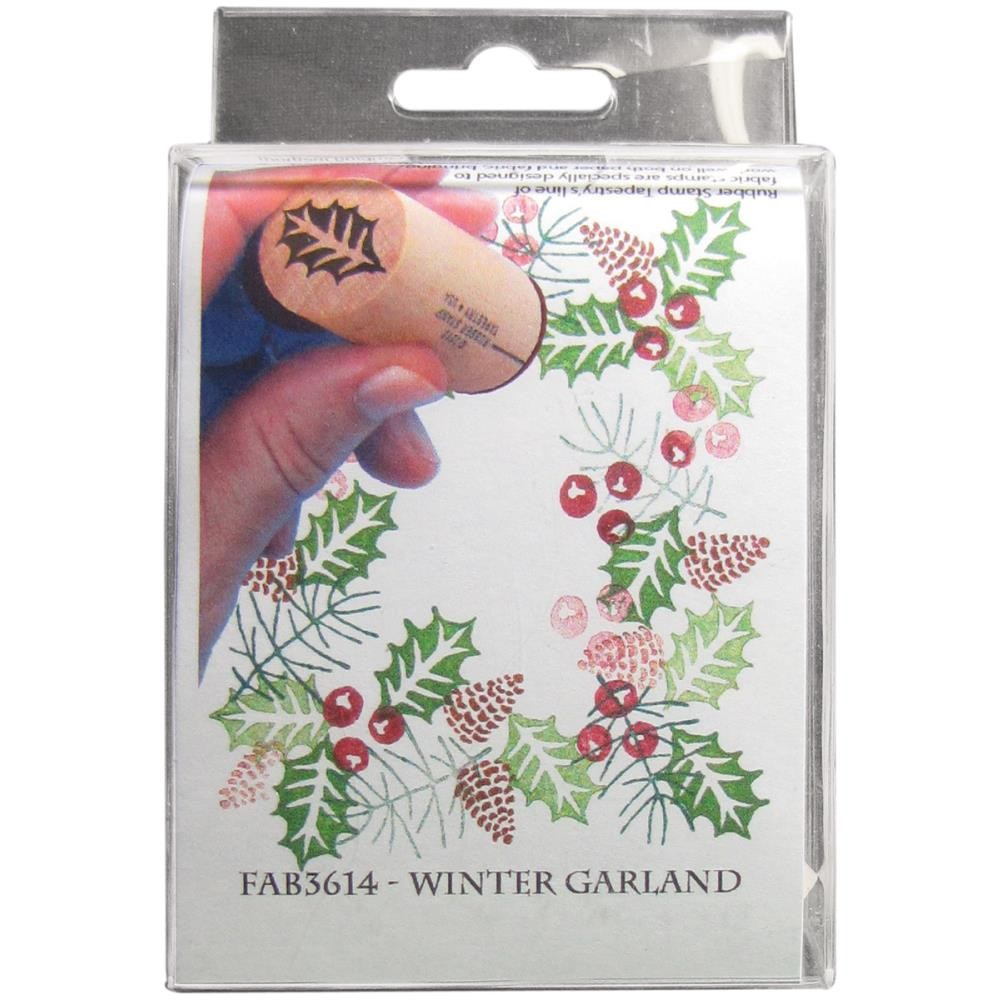 Rubber Stamp Tapestry Fabric Stamp Set - Winter Garland