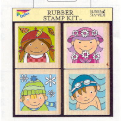 Rubber Stampede Wood Stamp Set Children's Seasons