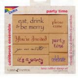 Rubber Stampede Wood Stamp Set Words - Party Time