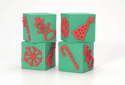 Scrappy Cat Foam Stamp Cube - Candy Cane Snowman