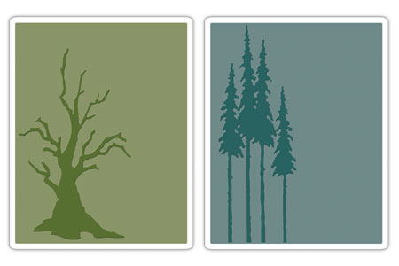 Sizzix - Texture Fades Embossing Folders - Tim Holtz - Branch Tree & Tall Pines