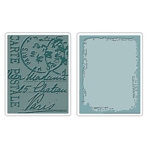 Sizzix - Texture Fades Embossing Folders - Tim Holtz - Distressed Frame & Postal Set