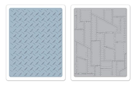 Sizzix - Texture Fades Embossing Folders - Tim Holtz - Diamond Plate & Riveted Metal