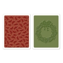 Sizzix - Texture Fades Embossing Folders - Tim Holtz - Holly Pattern & Wreath