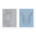 Sizzix - Texture Fades Embossing Folders - Tim Holtz - Flourish and Wings Set