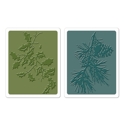 Sizzix - Texture Fades Embossing Folders - Tim Holtz - Holly Branch & Pine Branch Set
