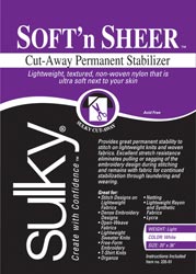 Sulky Cut-Away Soft'n Sheer Cut Away Permanent Stabilizer Package 20"x 36" White