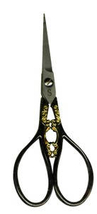 Sullivans 4" Gunmetal and Gold Teardrop Handle Heirloom Embroidery Scissors
