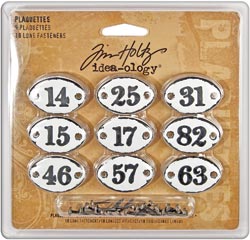 Tim Holtz Idea-Ology Plaquettes 9/Pkg With 18 Long Brad Fasteners