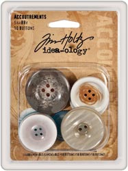 Tim Holtz Idea-Ology Accoutrements 10/Pkg - Shabby Buttons