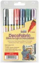 Marvy Uchida DecoFabric Markers 3mm 6/Pkg - Primary