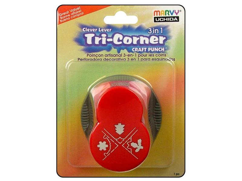 Marvy Uchida Punch Clever Lever Tri-Corner 3 in 1 Christmas