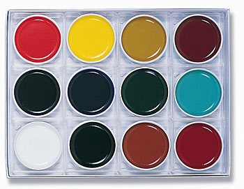 Yasutomo Sumi Watercolor Paint Set - 12-Piece Watercolor Set (2 3/4" Diameter Ceramic Dishes) Sumi-e Watercolor